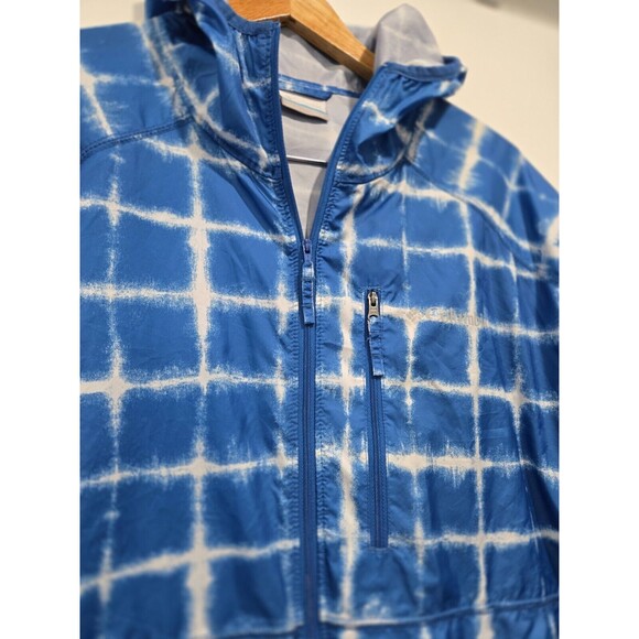 COLUMBIA Flash Forward Windbreaker Jacket sz L Medium Blue White Panel Print - Picture 4 of 8